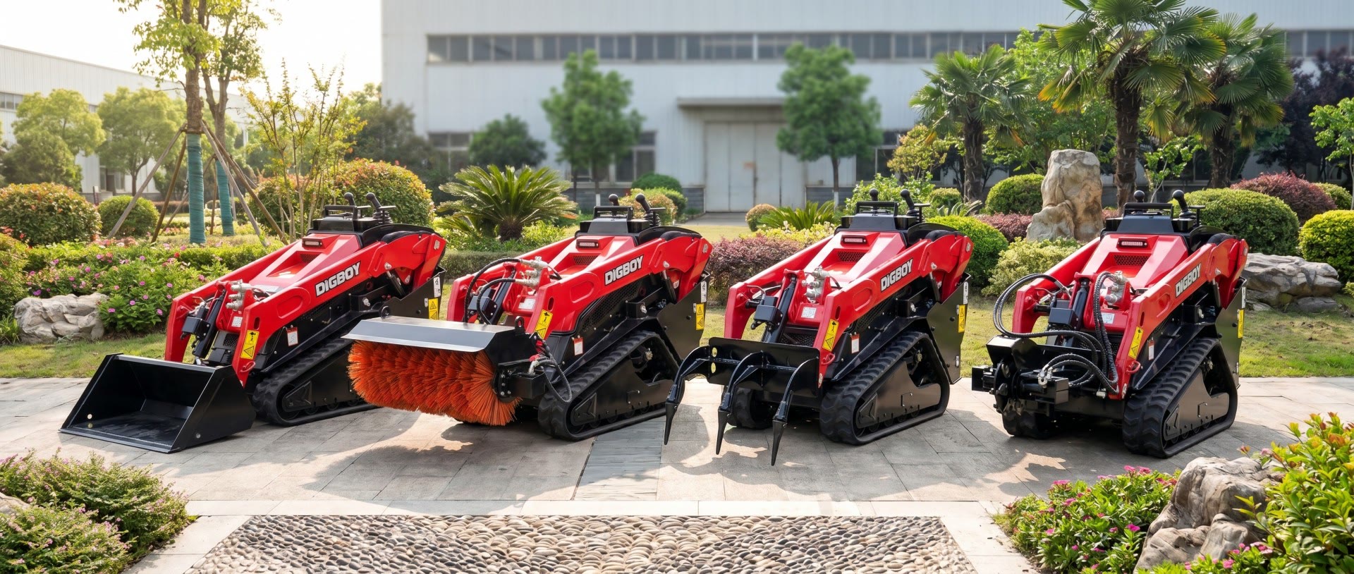 V1000 loader lineup with multiple attachments