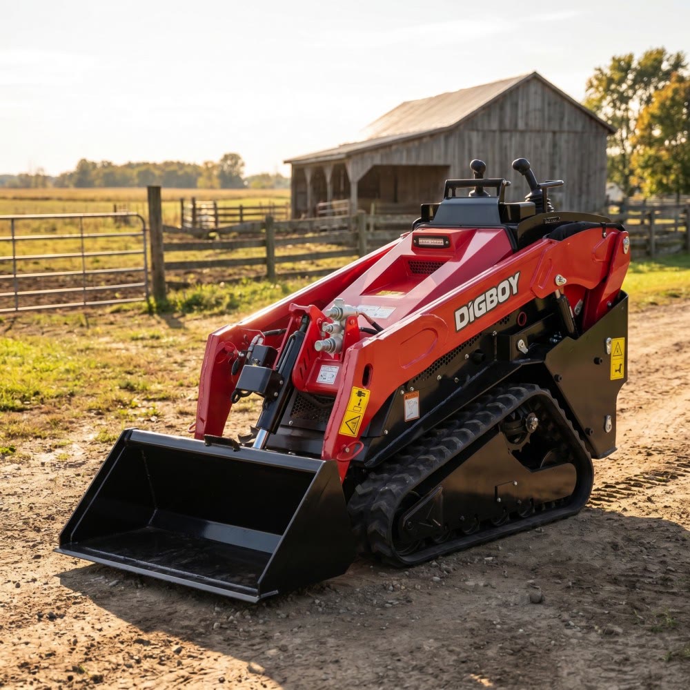 DIG-BOY V1000 compact track loader with bucket attachment